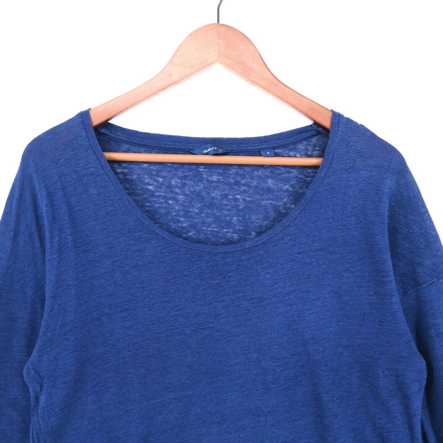 GANT Navy Blue Linen Crew Neck Top Blouse Size S