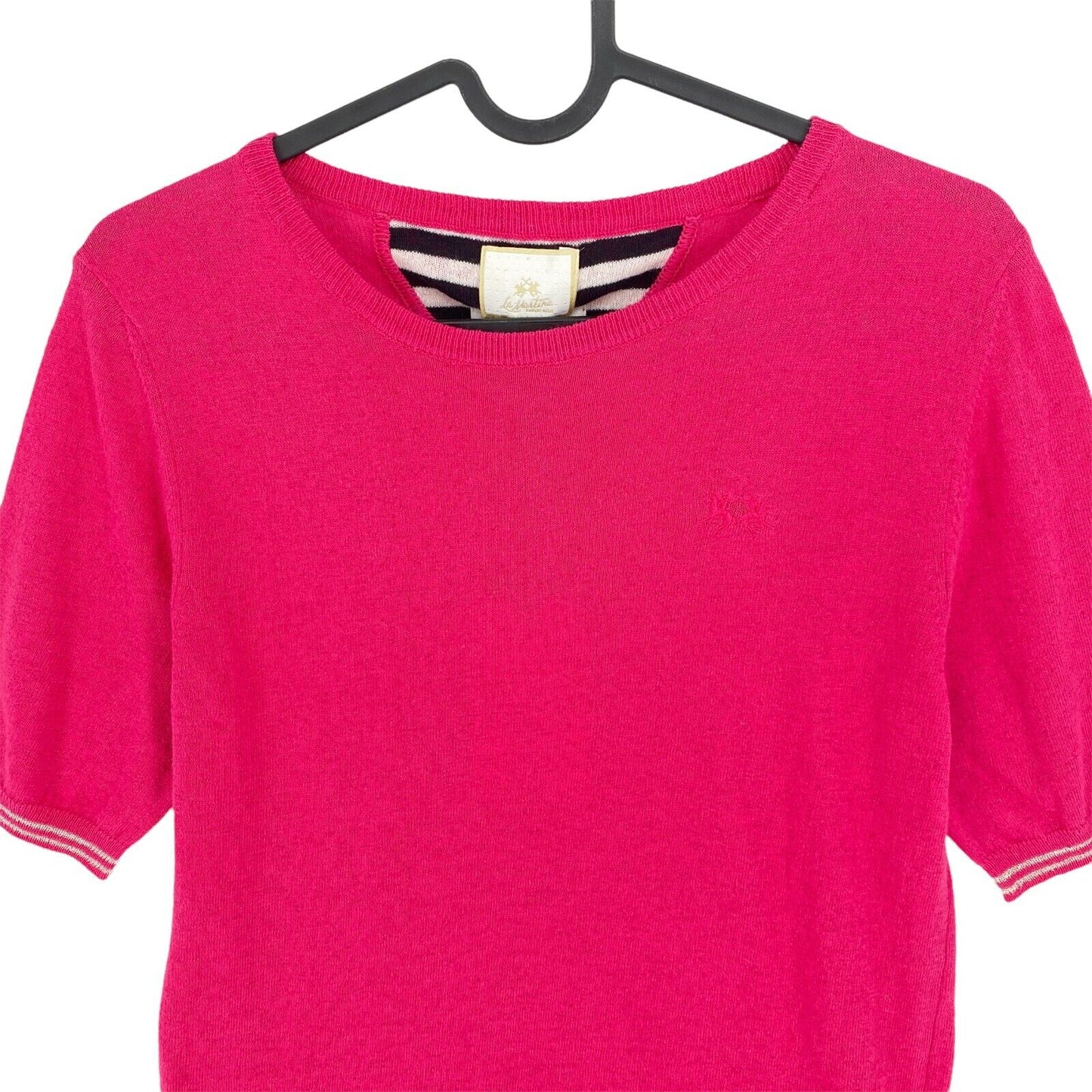 LA MARTINA Pink Crew Neck Cotton Linen Top Size 1 / XS