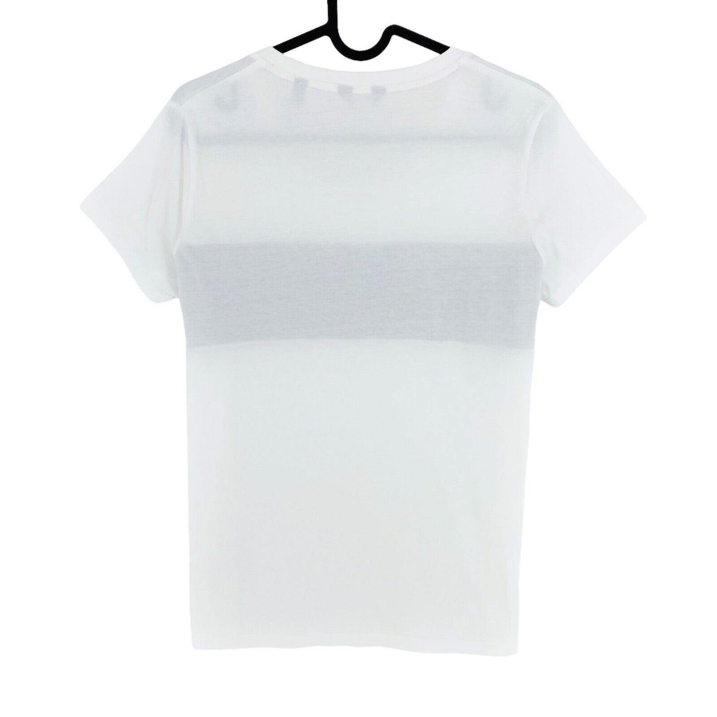 GANT White Logo Stripe Crew Neck T Shirt Size S