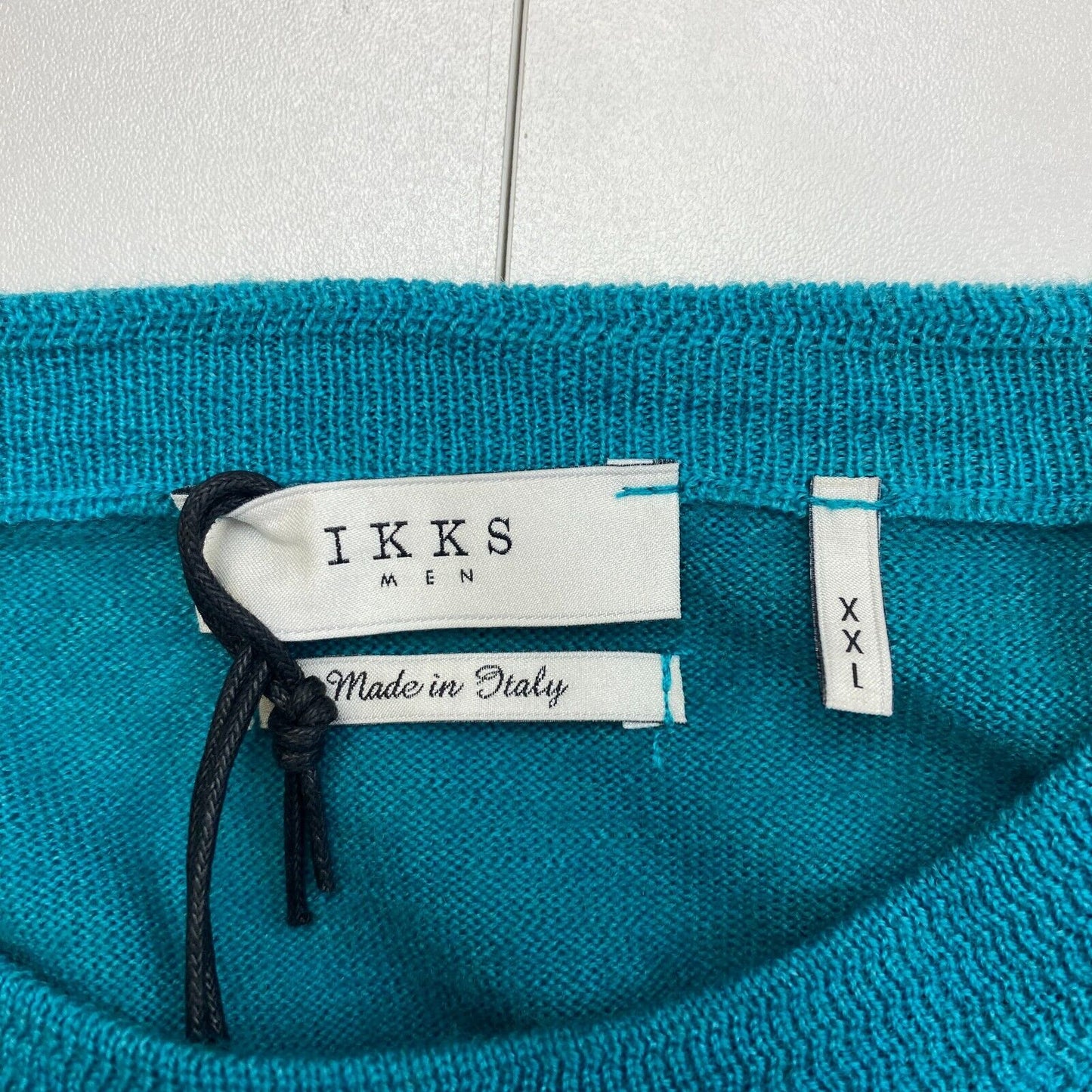 IKKS Men Blue 100% Wool Crew Neck Sweater Pullover Size 2XL XXL