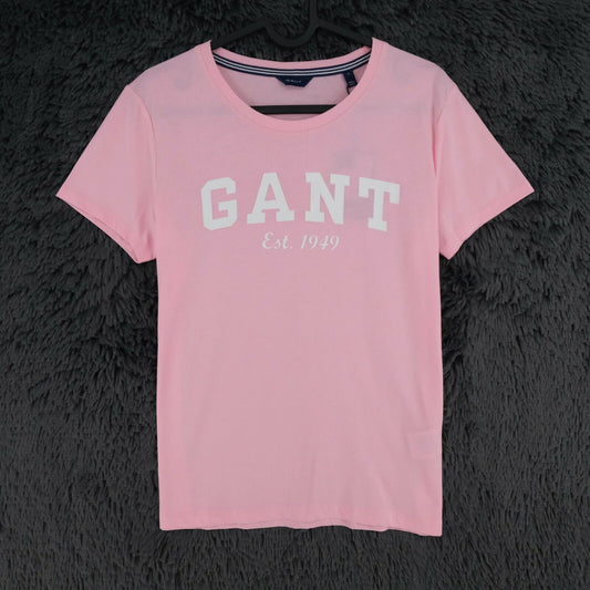 GANT T-Shirt mit Rundhalsausschnitt und großem Logo, Rosa, Größe S