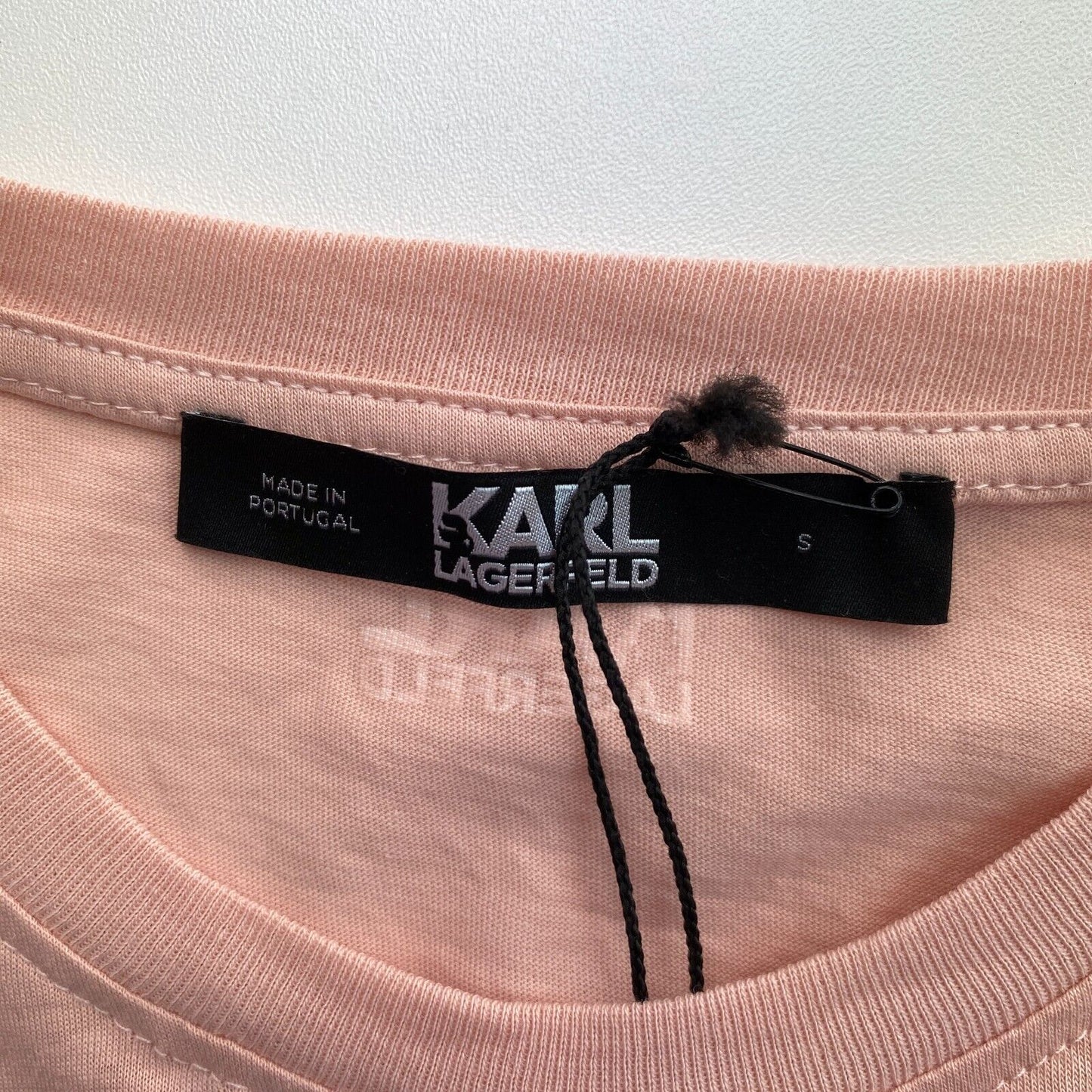 Karl Lagerfeld Pink Circle Logo Crew Neck T Shirt Size S