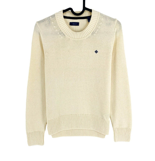 GANT Beige Icon G Cotton Crew Neck Jumper Sweater Size XS