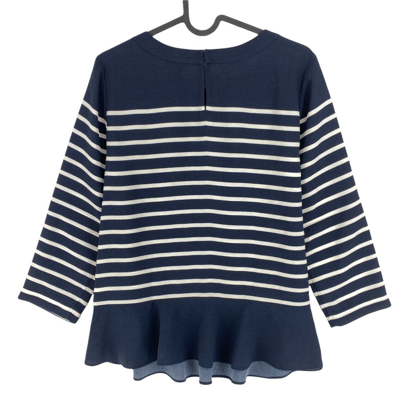 NAUTICA Navy Blue Striped Long Sleeves Flared Crew Neck Blouse Size XS