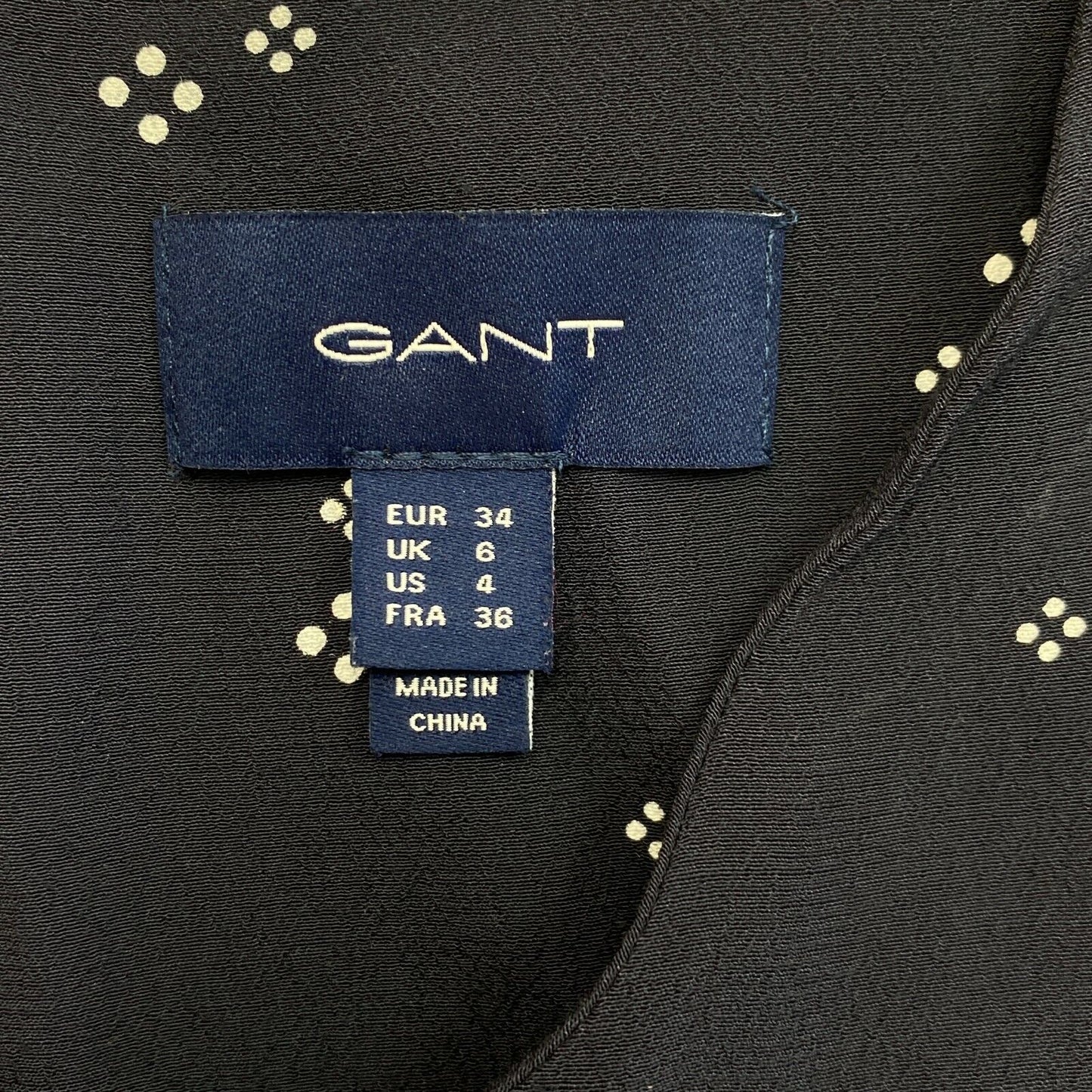 GANT Marineblaues klassisches Shift-Kleid mit Mikrodruck und Rundhalsausschnitt, Größe EU 34 UK 6 US 4