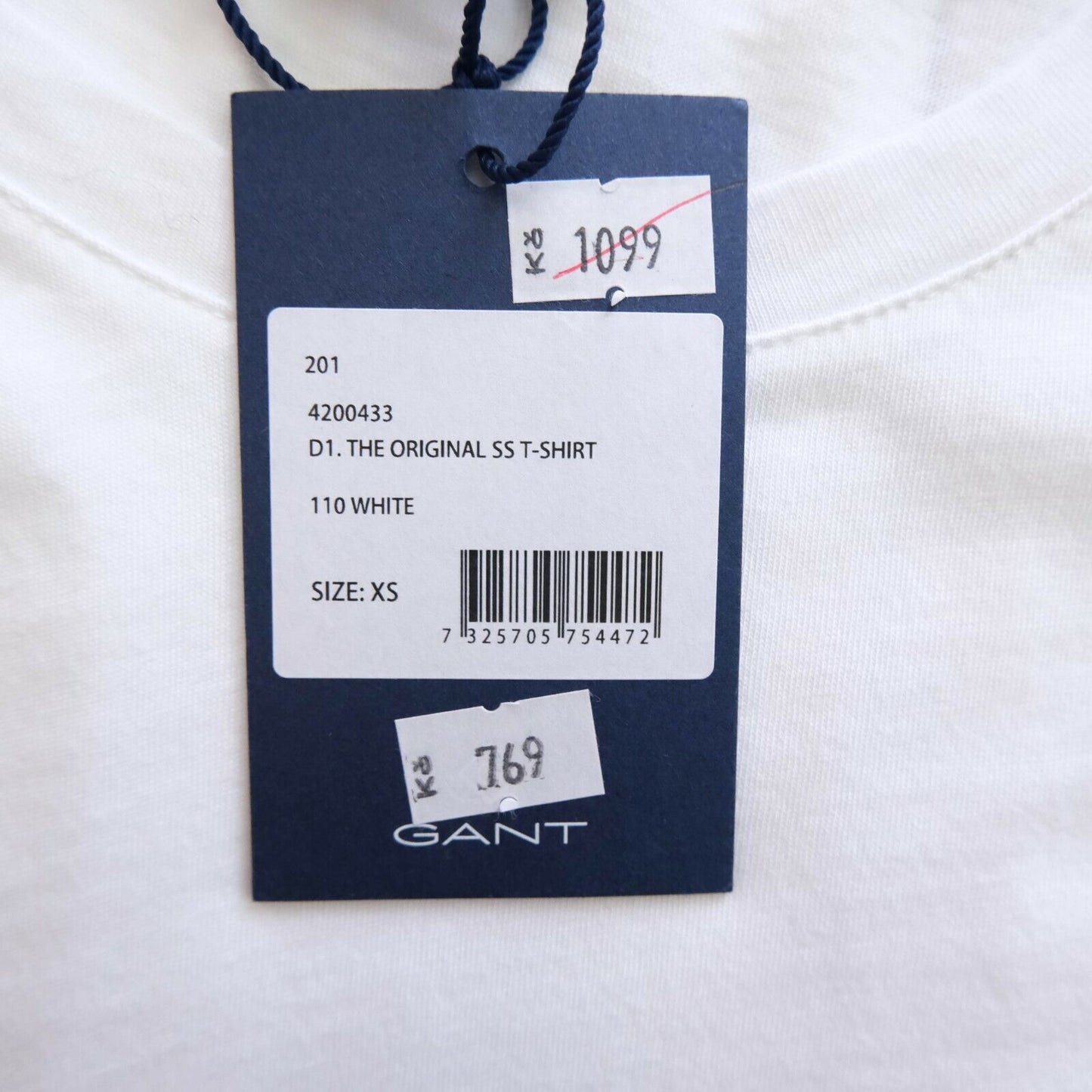 GANT White Crew Neck T Shirt Size XS