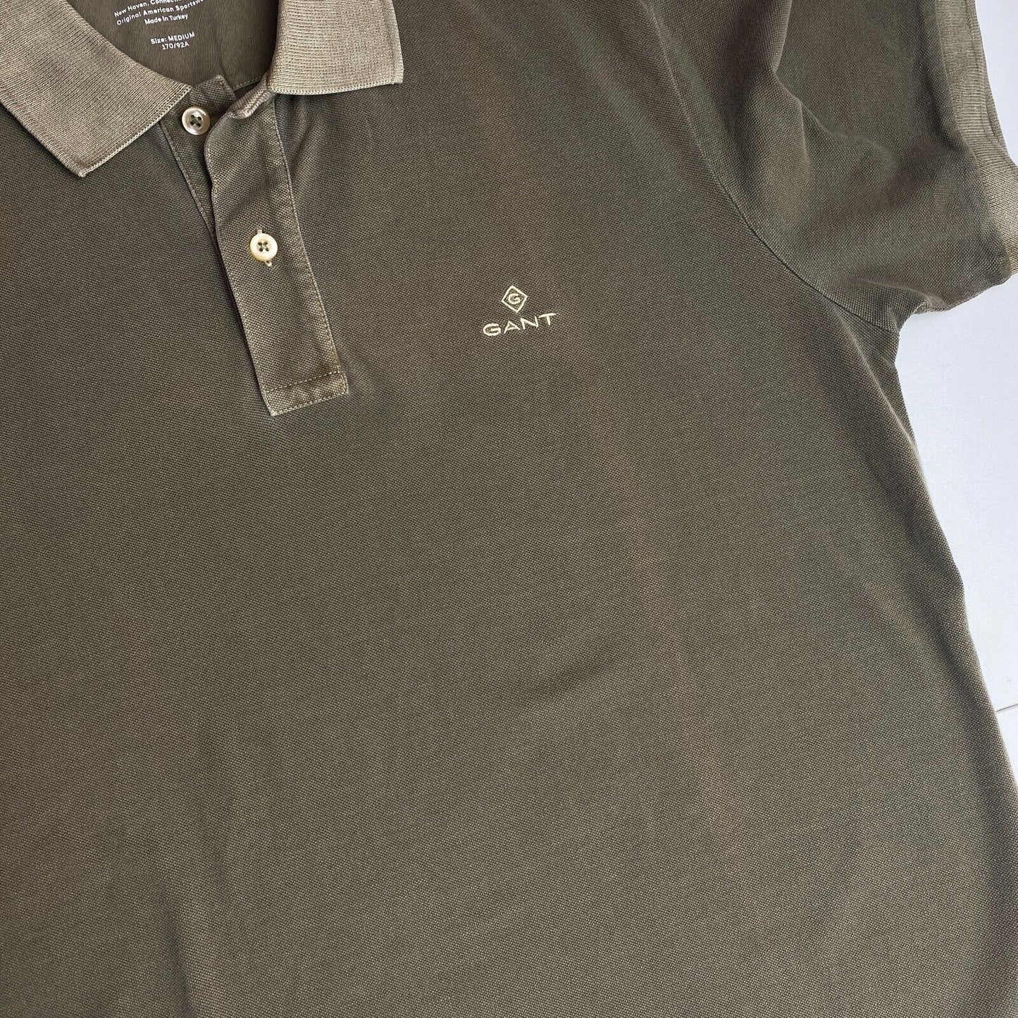 GANT Men Brown Sun Faded Pique Rugger Short Sleeve Polo Shirt Size M