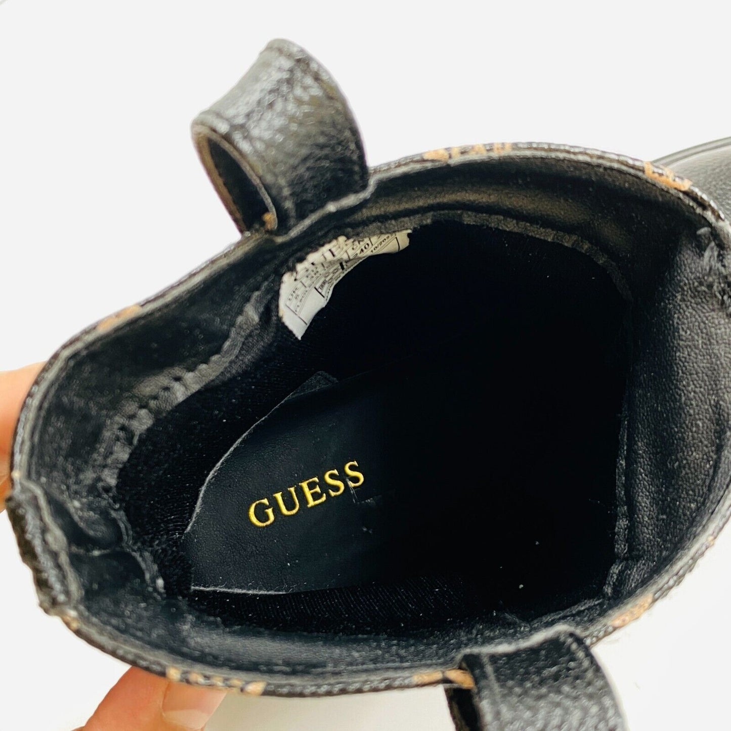 GUESS Women Black Eco Leather Boots Size EU 38 US 7.5 UK 5