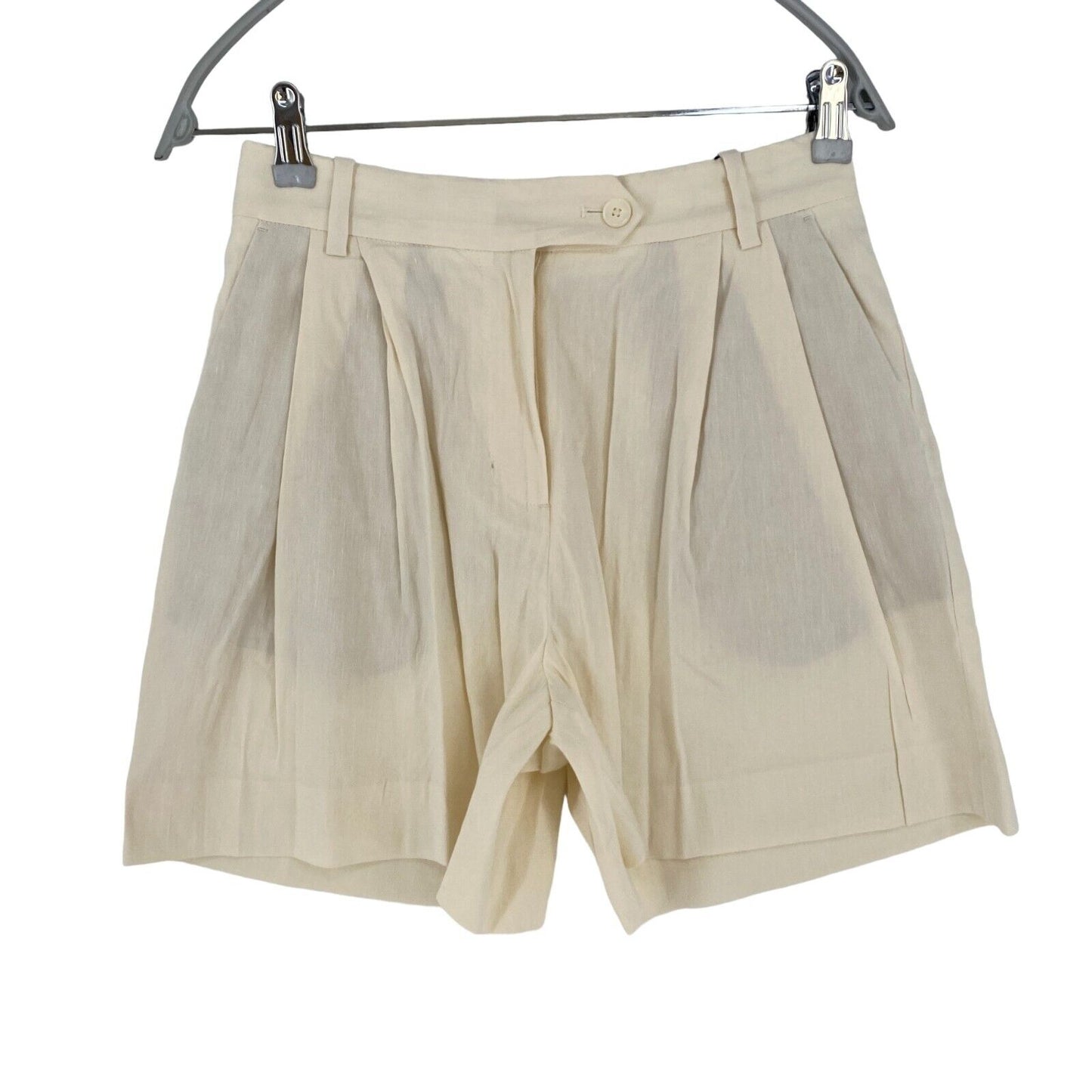 GANT Women Light Beige Regular Fit Linen Shorts Size EUR 36 W26