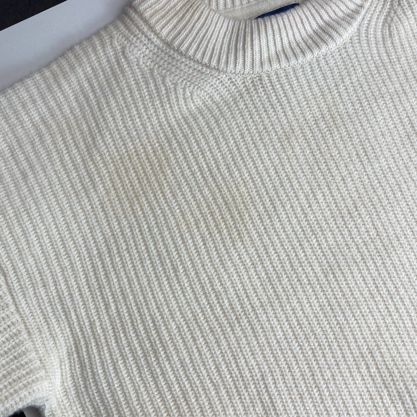 GANT Beige Wool Blend Rib Crew Neck Sweater Jumper Size S