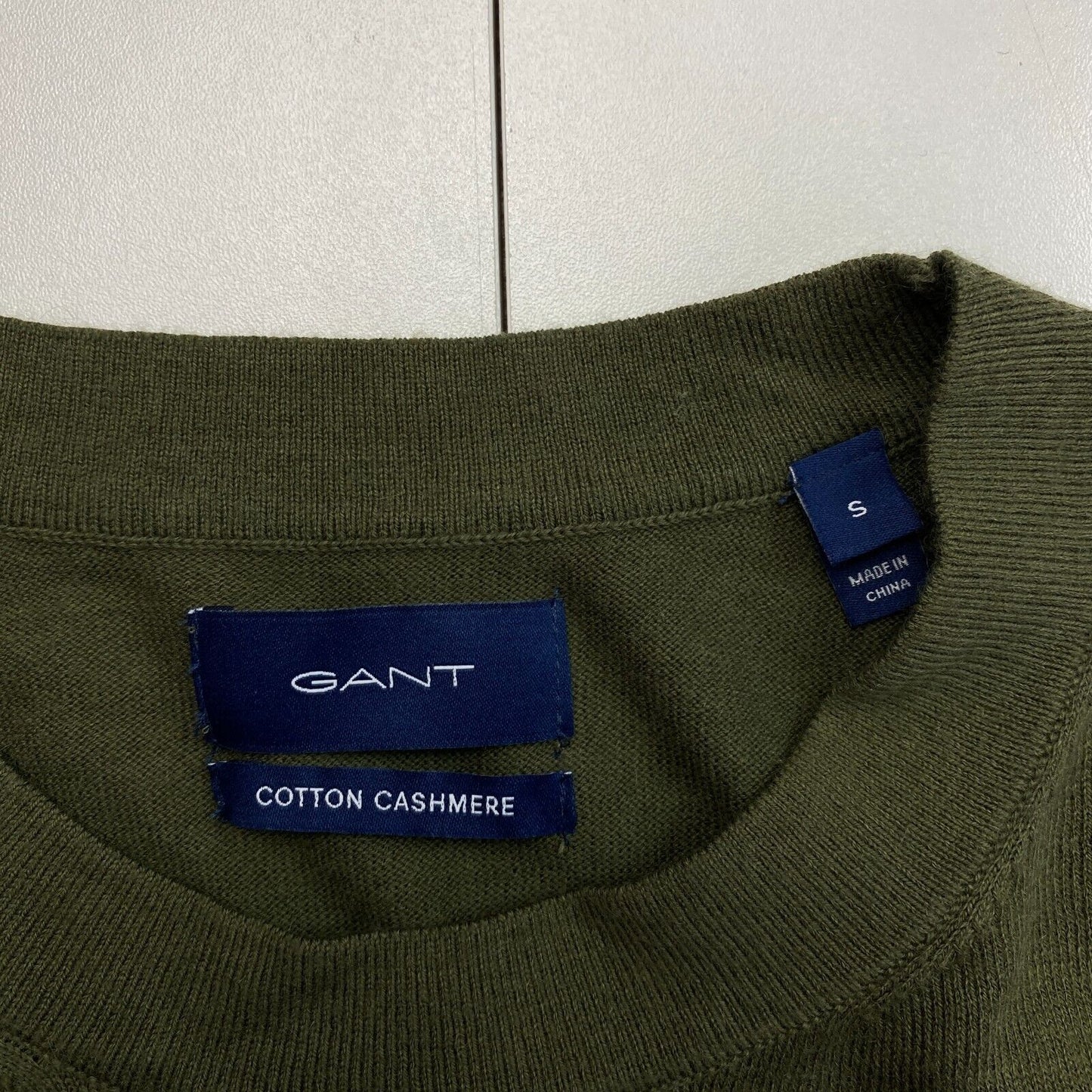 GANT Men Green Cotton Cashmere Crew Neck Sweater Jumper Size S