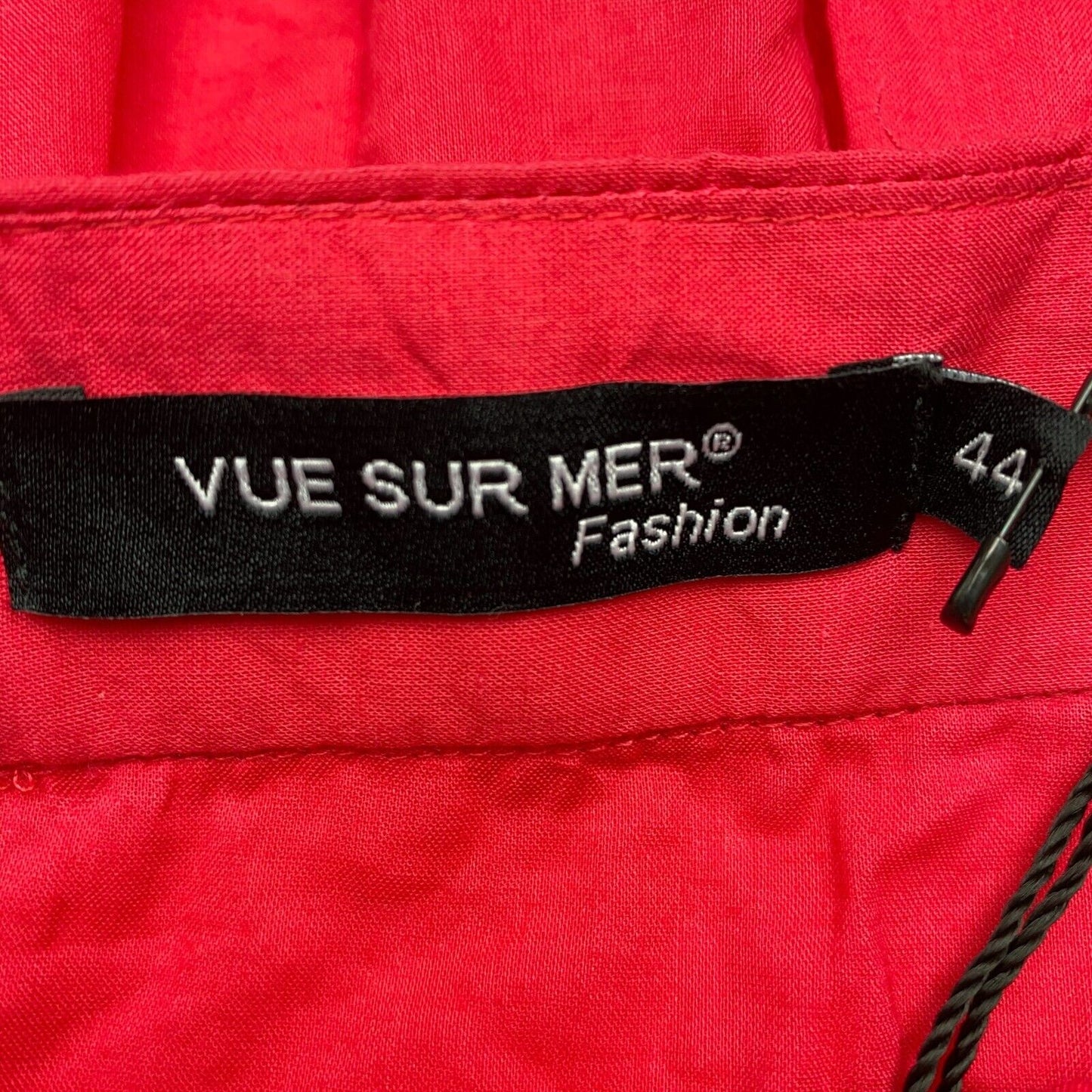 VUE SUR MER Coral Red 100% Cotton Ruffle Flare Skirt Size EU 44 UK 16 US 14