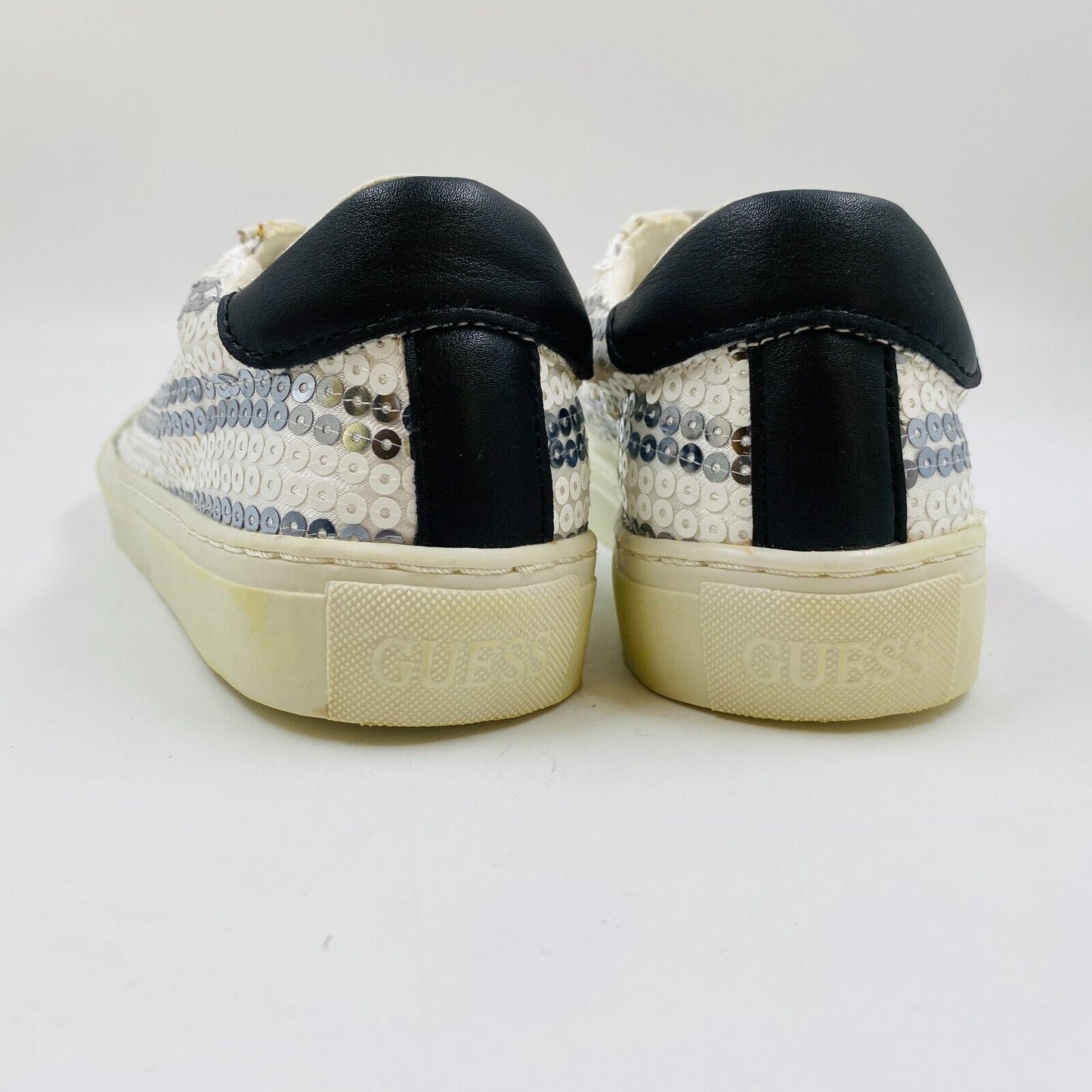 GUESS Women White Sequin Leather Sneakers Trainers Shoes EUR 35 US 5 UK 2.5