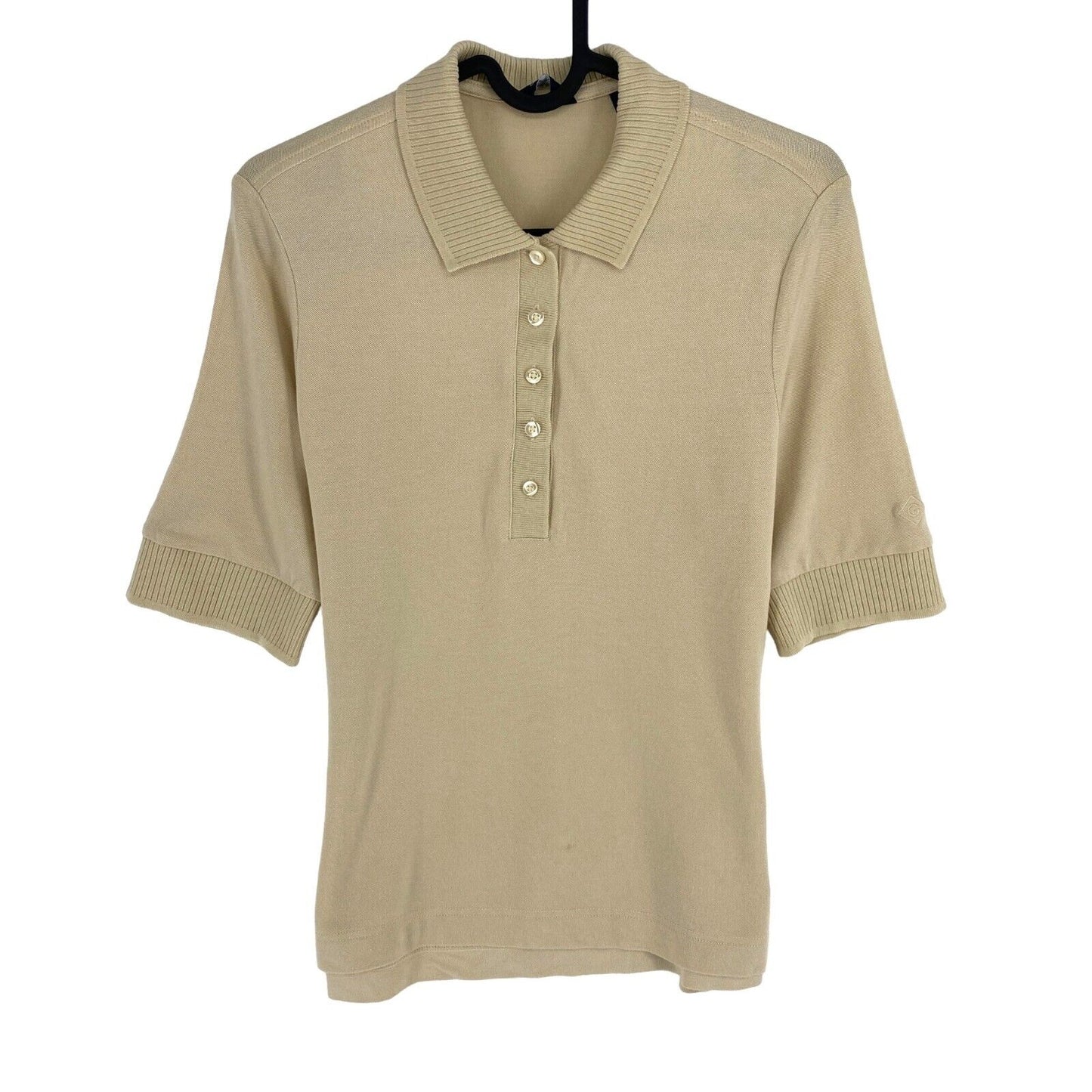 GANT Women Dark Beige Detail Collar Short Sleeves Polo Shirt Size S