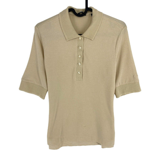 GANT Women Dark Beige Detail Collar Short Sleeves Polo Shirt Size S