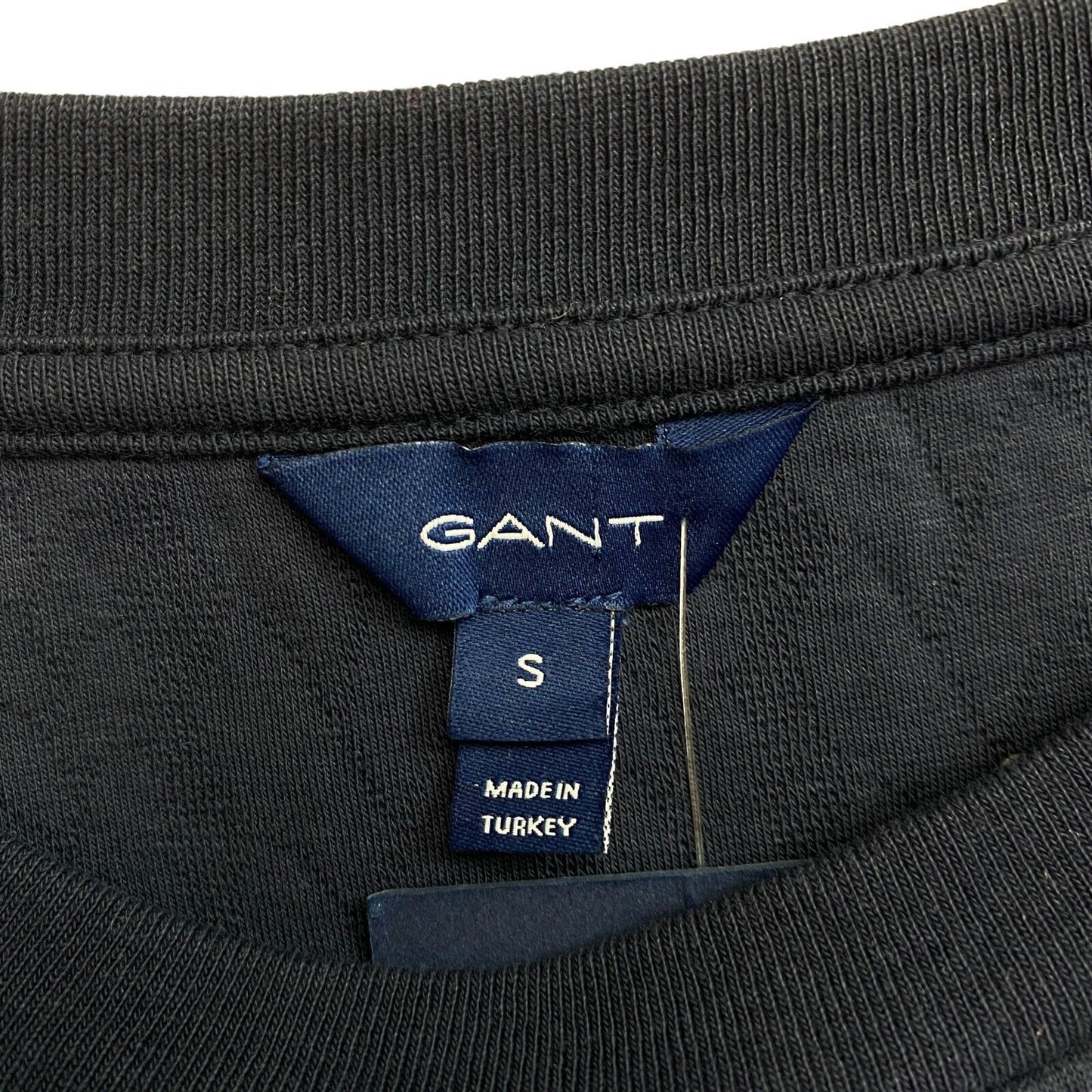 GANT Marineblaues, strukturiertes Kleid mit Zopfmuster und langen Ärmeln, Größe S