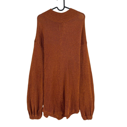 Free People Women Bronze High Neck Long Sleeves Tunic Sweater Jumper Size S