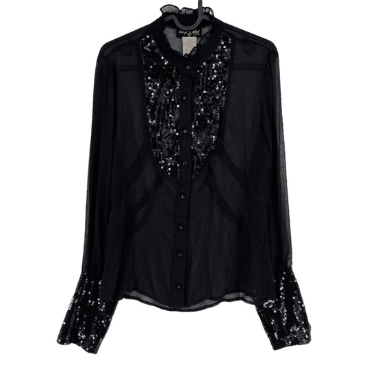 BABY PHAT Langarmshirt mit transparenten Pailletten, Schwarz, Größe L