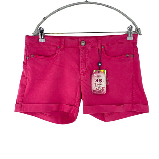 LA MARTINA Women Dark Pink Stretch Lyocell Bermuda Chino Shorts Size W31