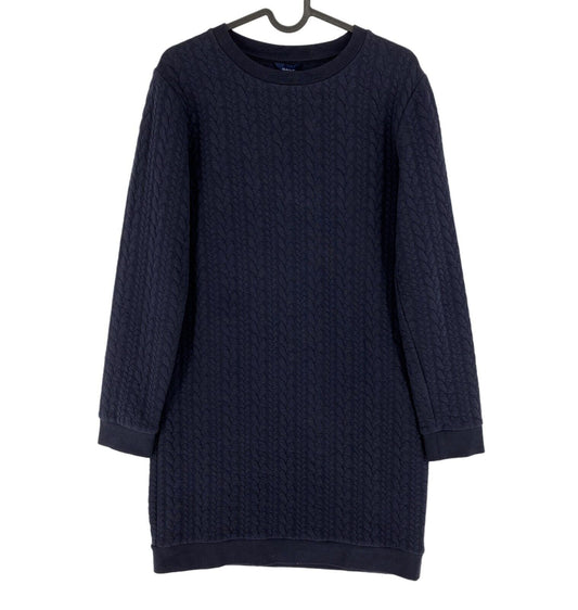 GANT Navy Blue Texture Cable Knit Long Sleeves Dress Size S