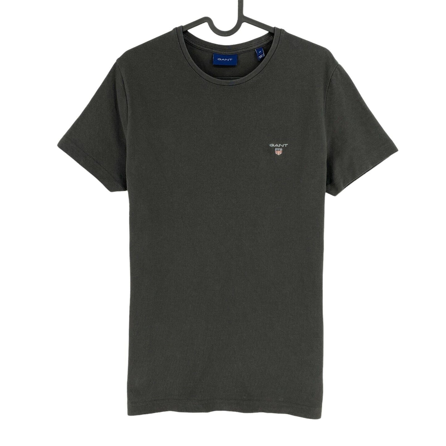 GANT T-Shirt Slim Piqué mit Rundhalsausschnitt, Dunkelgrau, Größe M