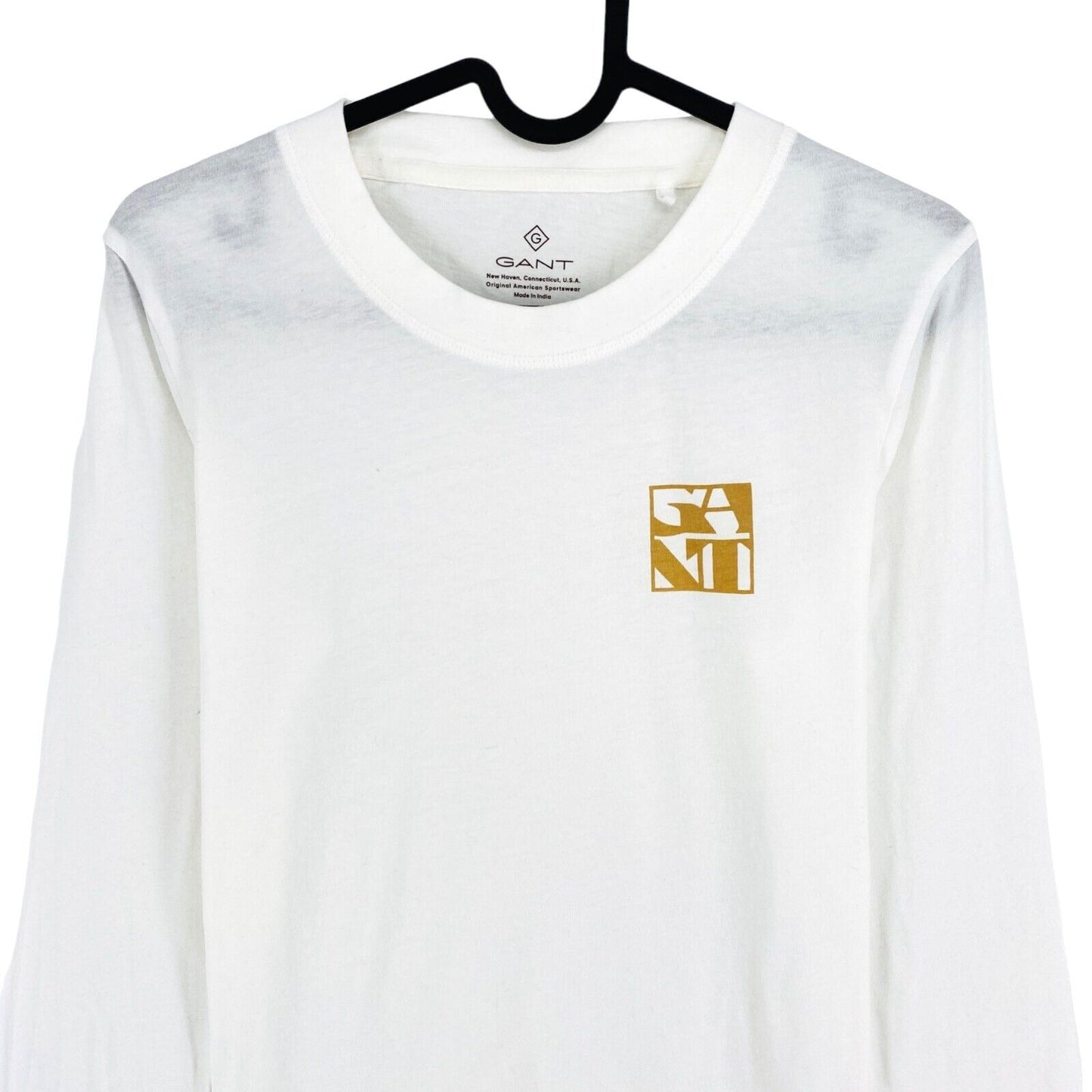 GANT T-shirt blanc à manches longues avec logo à col rond Taille XS