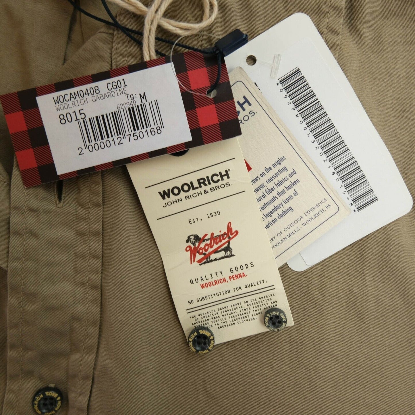 WOOLRICH Light Brown Gabardine Shirt Size M L