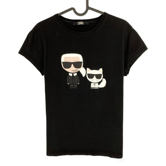 Karl Lagerfeld Black Ikonik Karl & Choupette Crew Neck T Shirt Size S