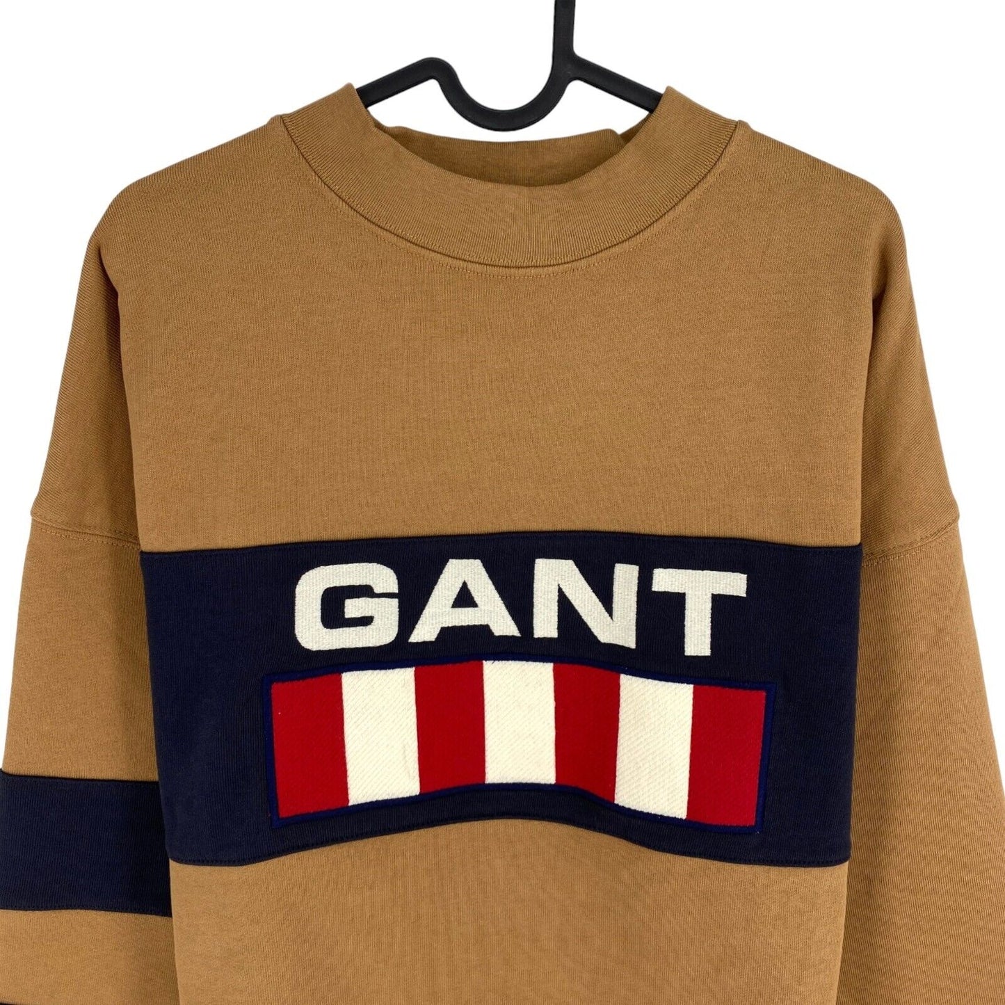 GANT Brown Retro Logo Block Crew Neck Sweater Jumper Size S