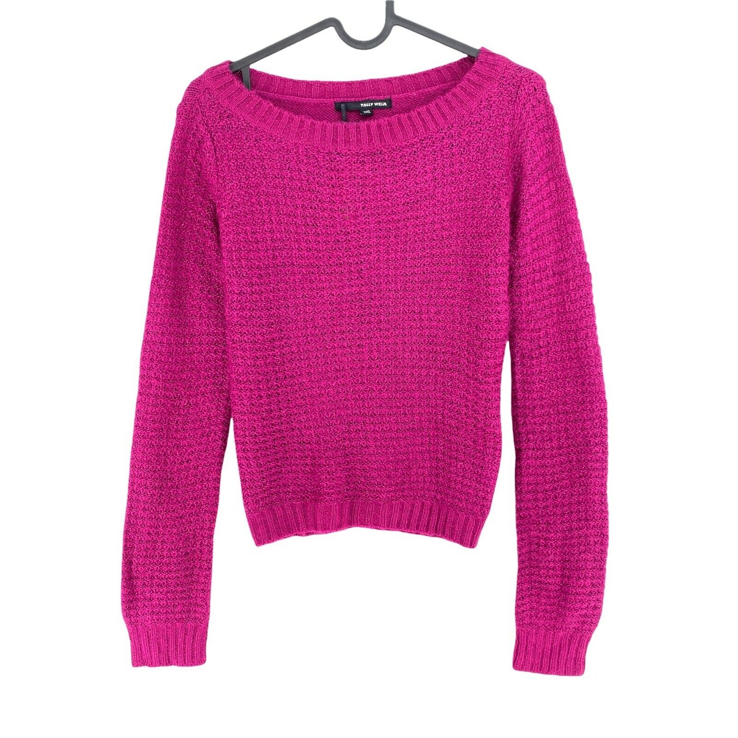 TALLY WEIJL Dark Pink Crew Neck Sweater Jumper Size 2XS XS