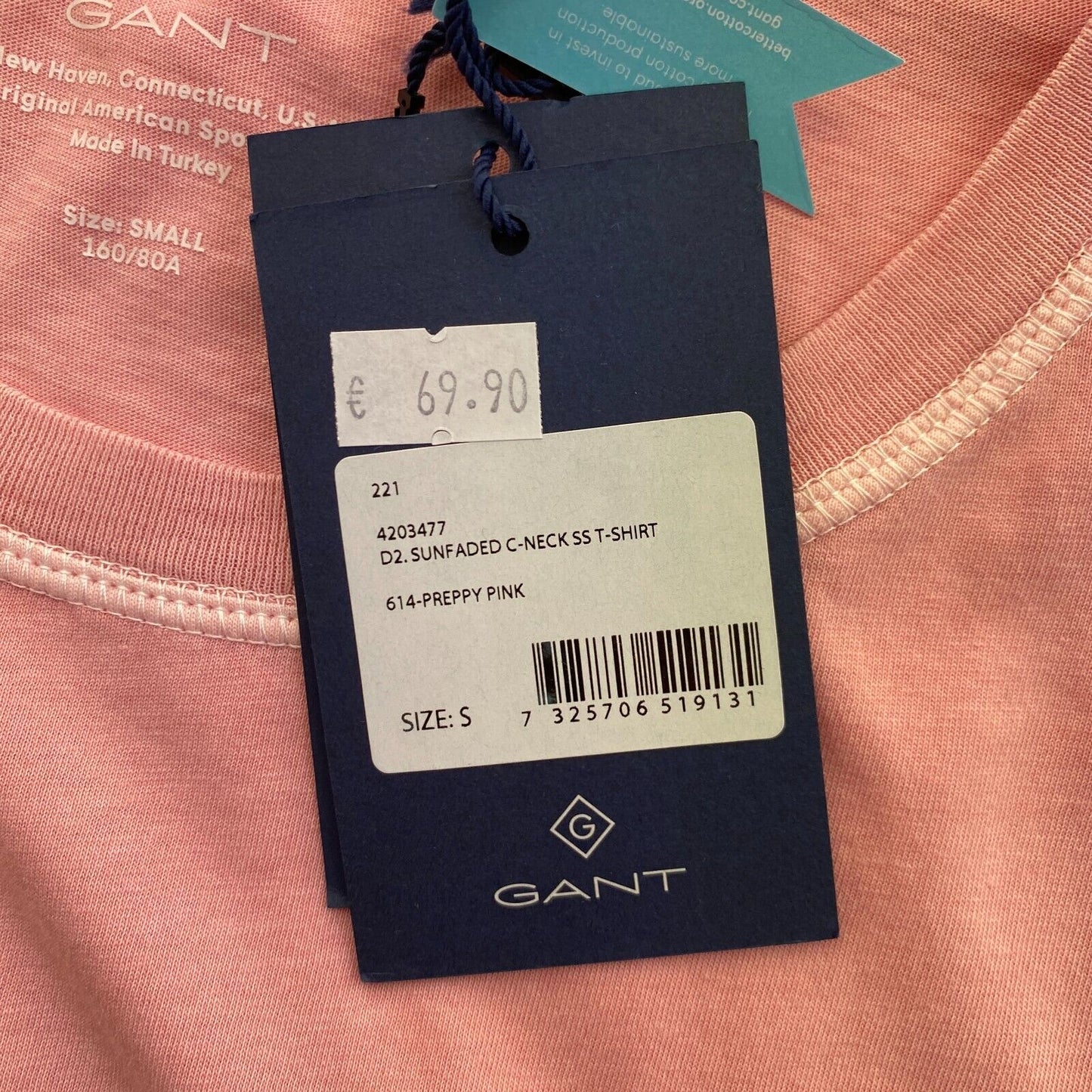 GANT Pink Sun Faded Crew Neck T-Shirt Size S