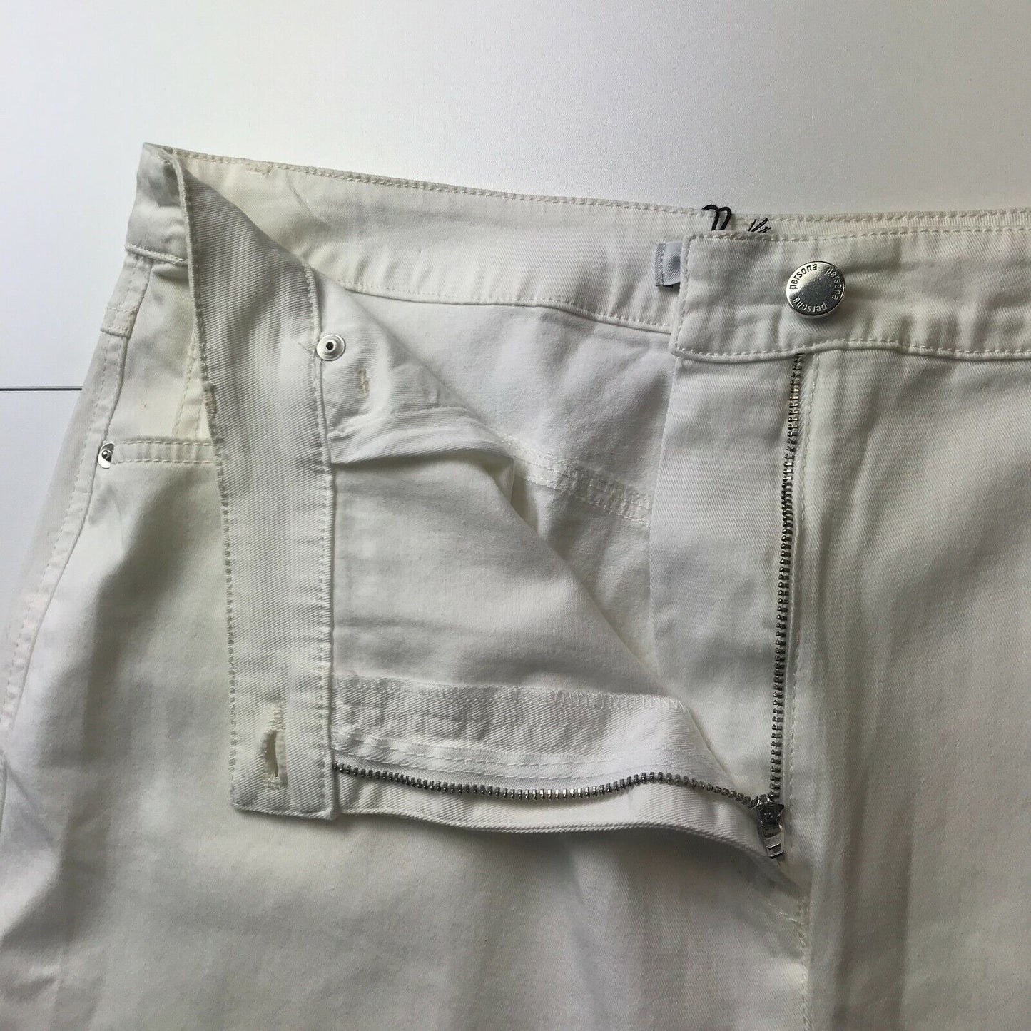 PERSONA Weißer Jeansrock für Damen, normale Passform, Größe 23 W36