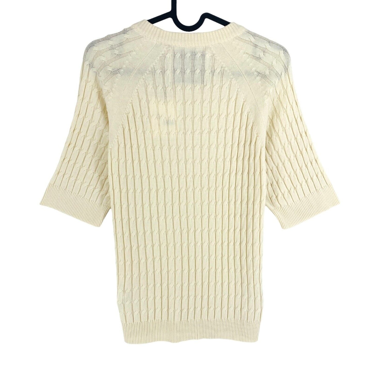 GANT Women Beige Cable Short Sleeves Crew Neck T Shirt Size XS