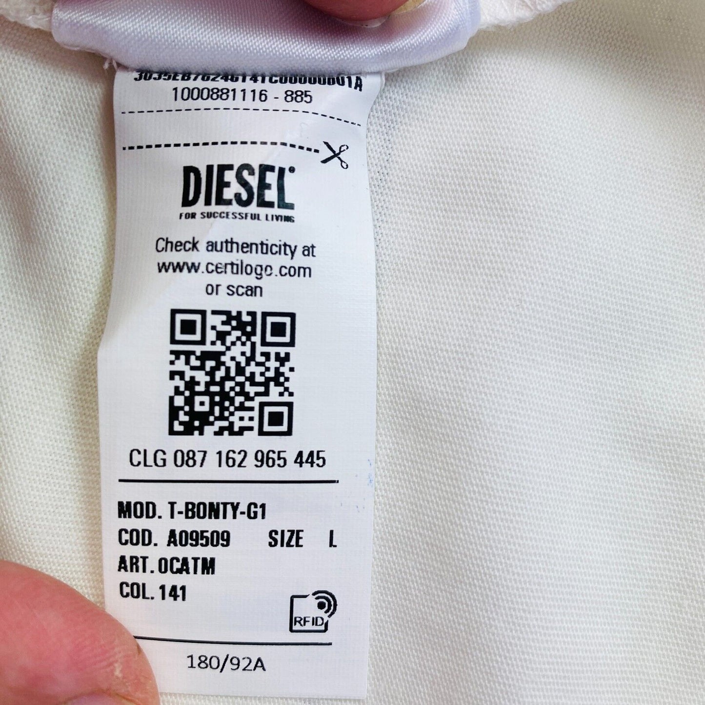 DIESEL Blanc avec Spray Can Print SS Crew Neck T Shirt Taille L