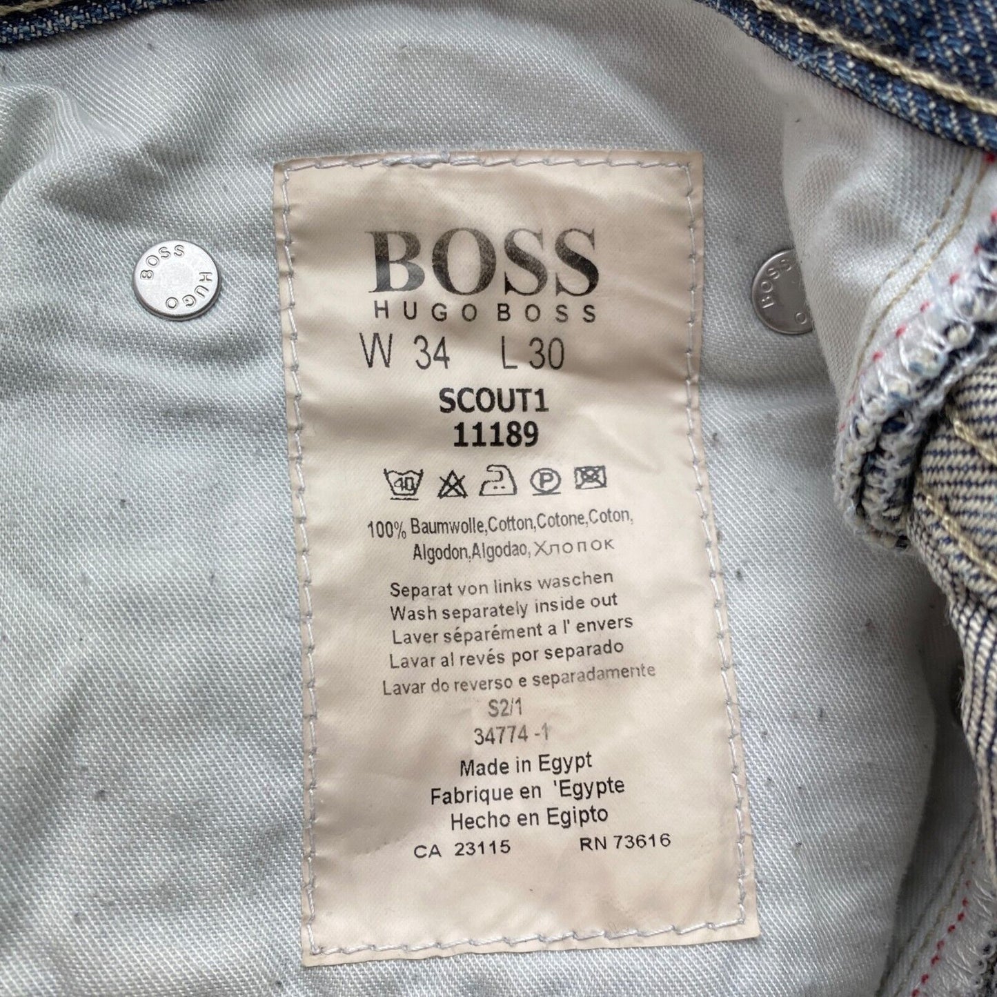 HUGO BOSS SCOUT Grey Regular Straight Fit Jeans W34 L30