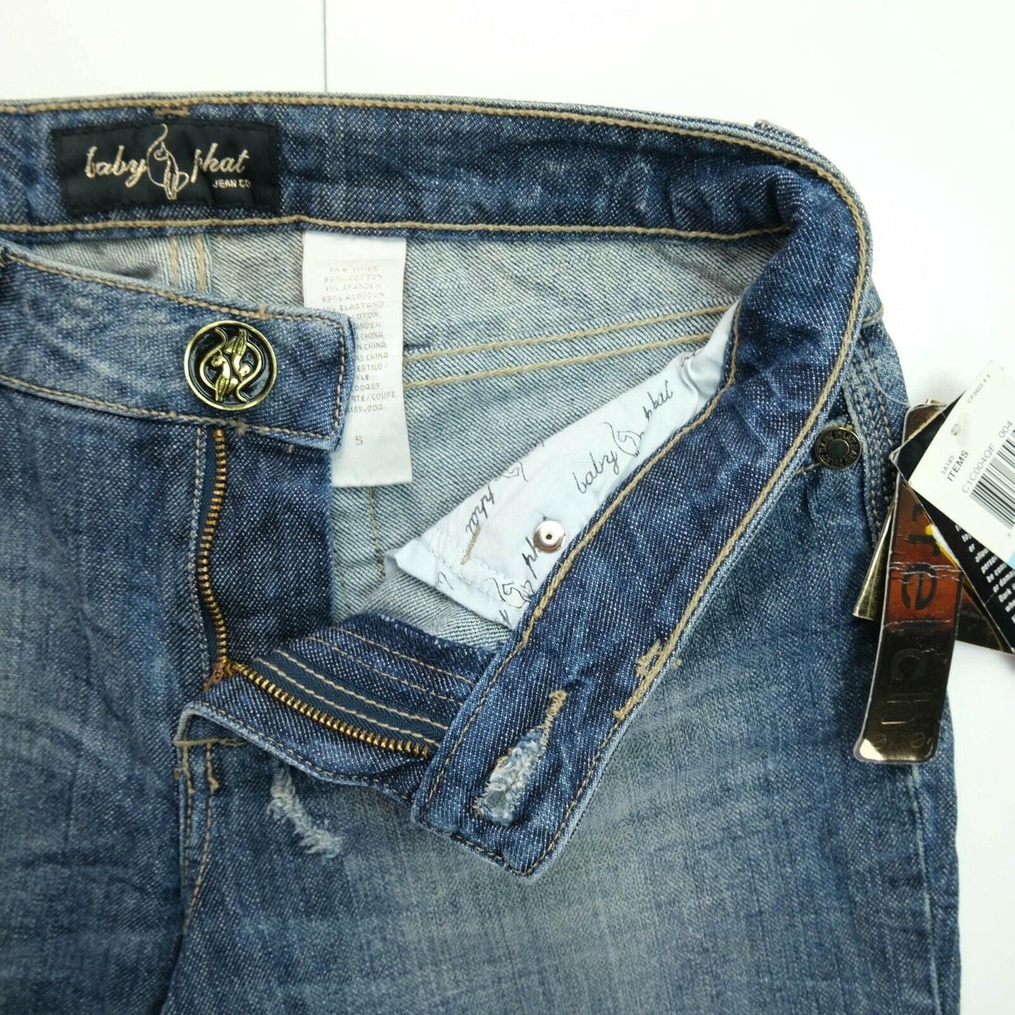 BABY PHAT Jean en denim extensible à jambe fuselée bleue Taille 5 - W28