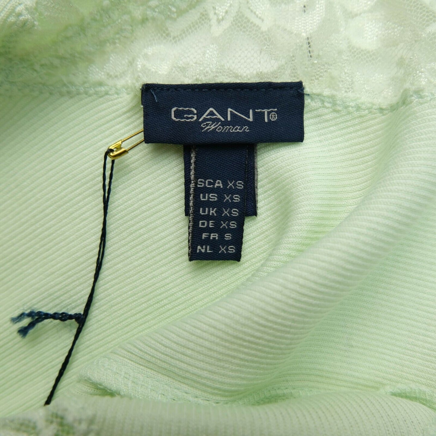 GANT Grünes Tanktop mit V-Ausschnitt und Spitze, Größe XS