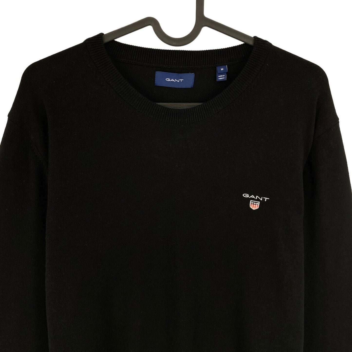 GANT Black Classic Cotton Crew Neck Sweater Jumper Size M