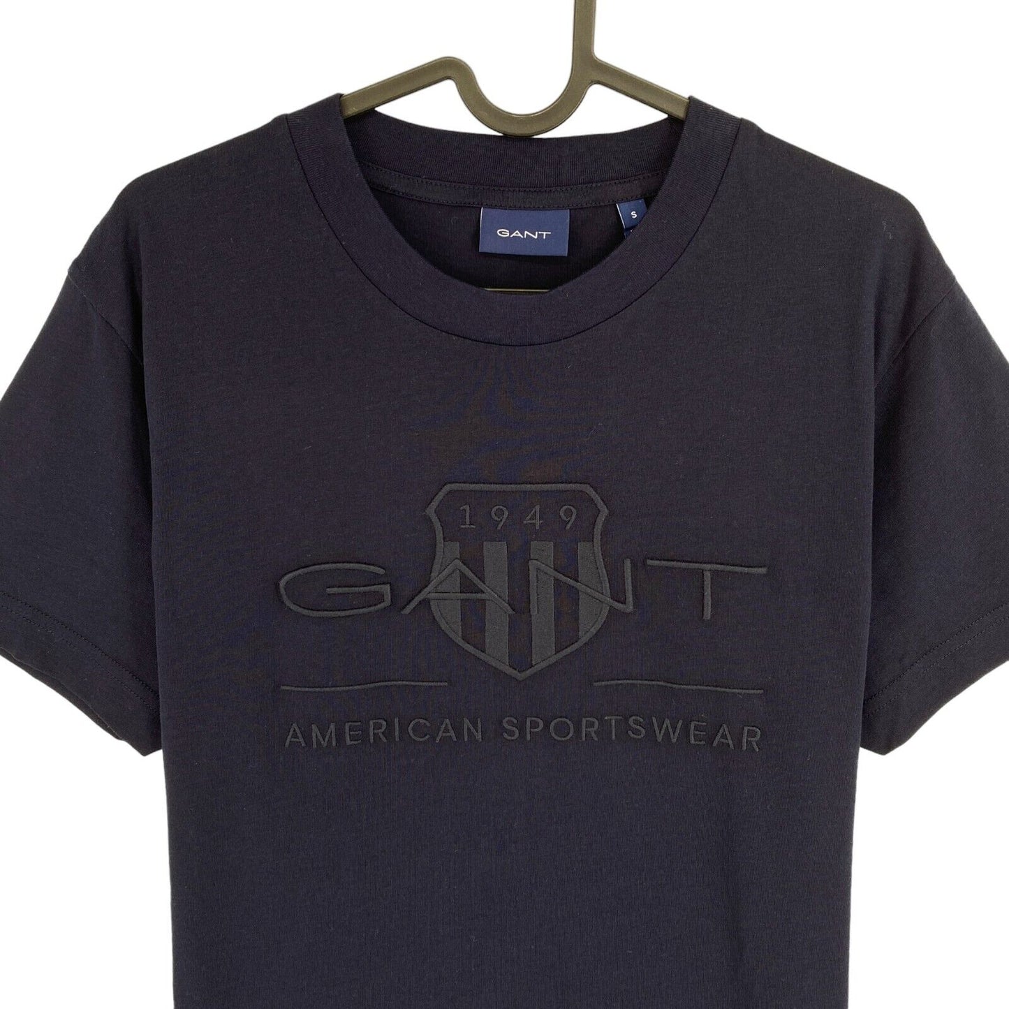 GANT Men Navy Blue Tonal Archive Shield Crew Neck Short Sleeve T Shirt Size S