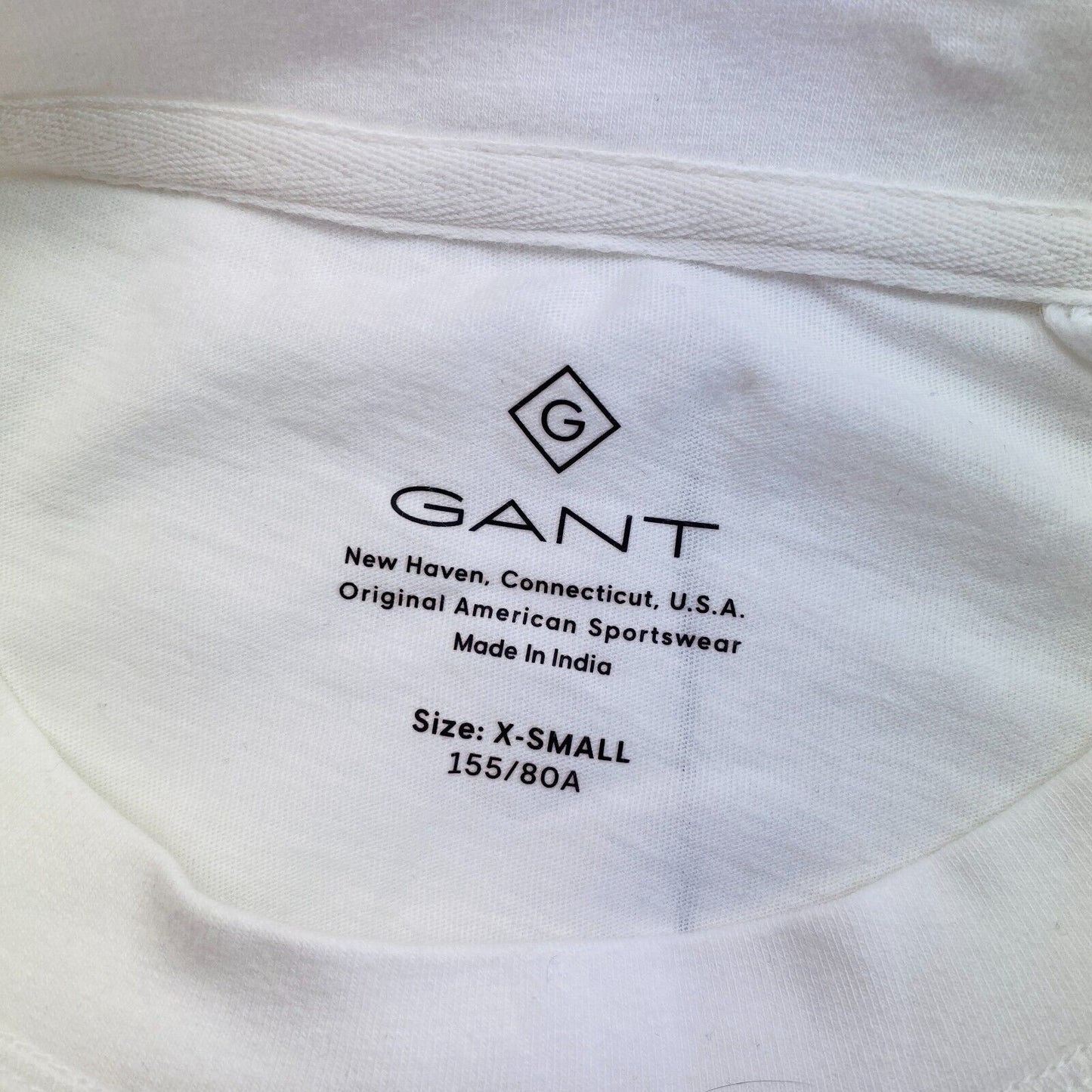 GANT White Logo Crew Neck Long Sleeves T Shirt Size XS