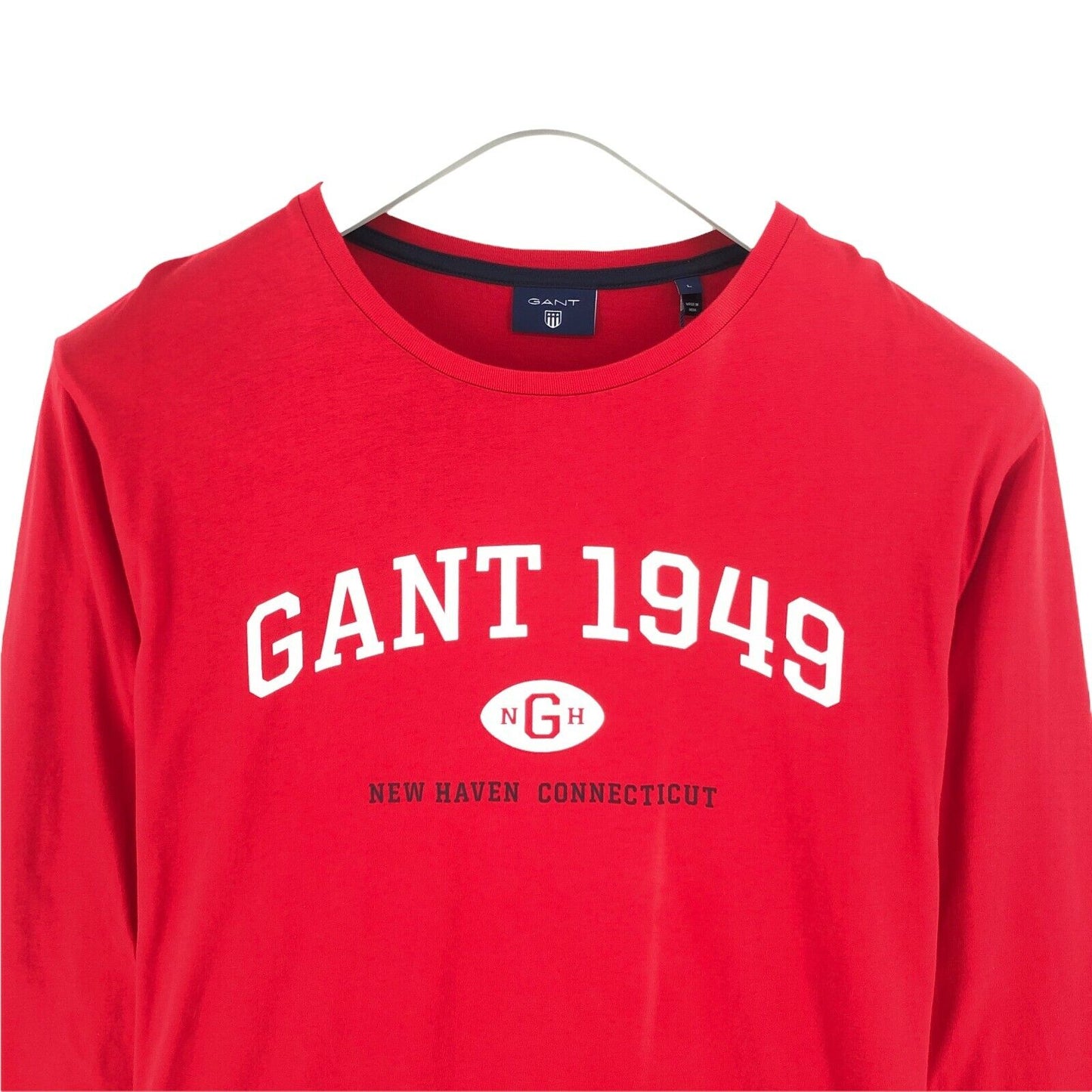 GANT Red Logo Crew Neck Long Sleeves T Shirt Size L