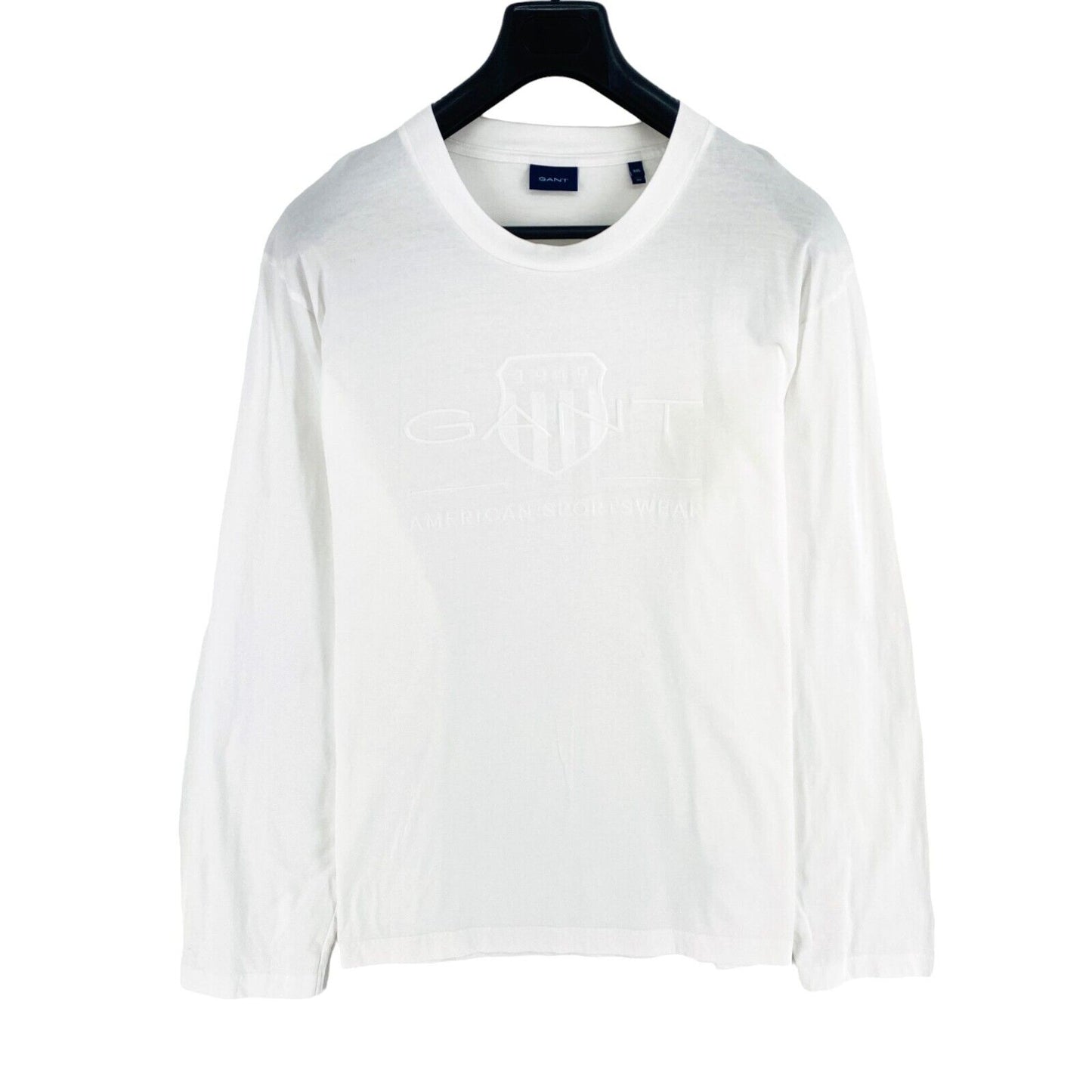 GANT Men White Tonal Archive Shield Crew Neck Long Sleeve T Shirt Size 3XL