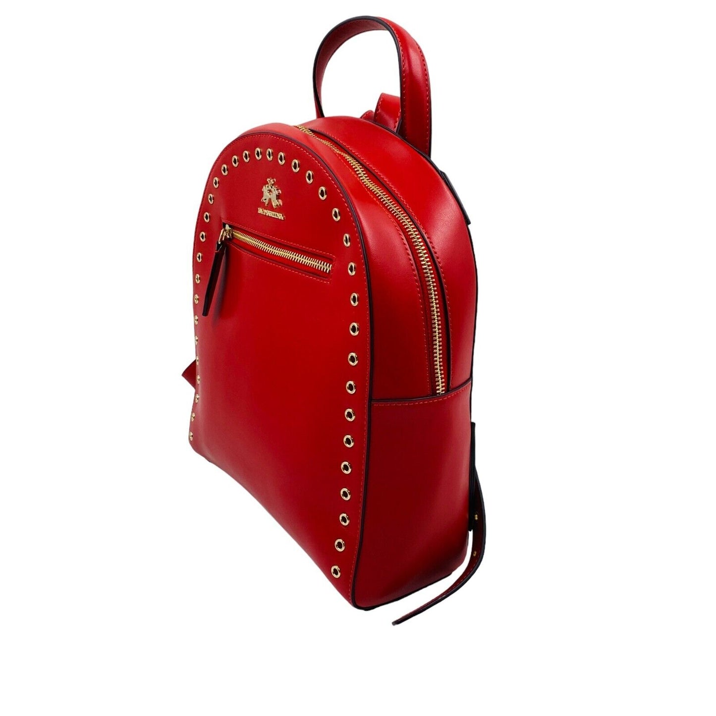 La Martina Red 100% Leather Ladies Backpack Rucksac Bag