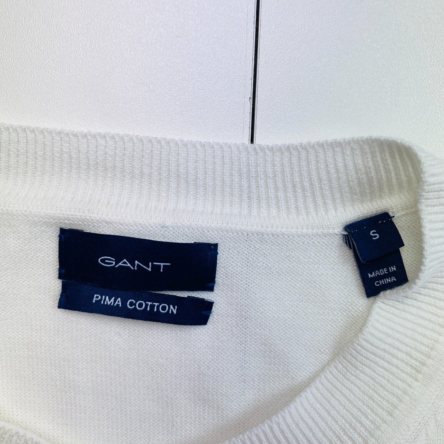 GANT Women White Cotton Crew Neck Cardigan Jumper Sweater Size S