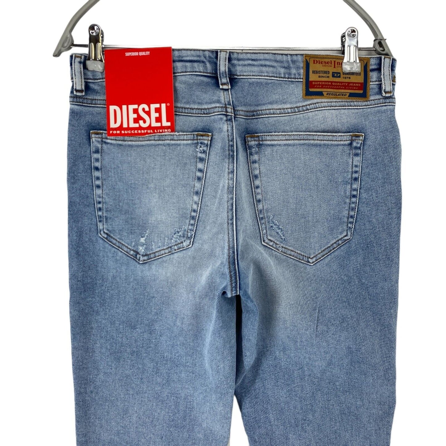 Diesel 2015 BABHILA Femmes Bleu Taille Moyenne Skinny Fit Jeans En Détresse W30 L32