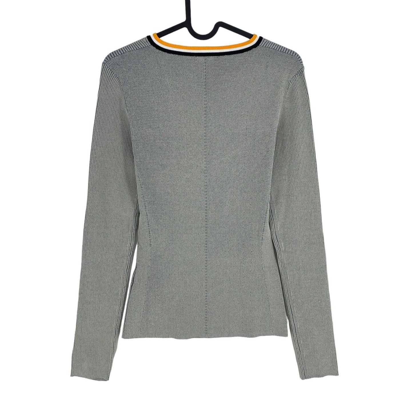 DIESEL Grey Cut Out In Two Tone Knit Long Sleeves Top Size L