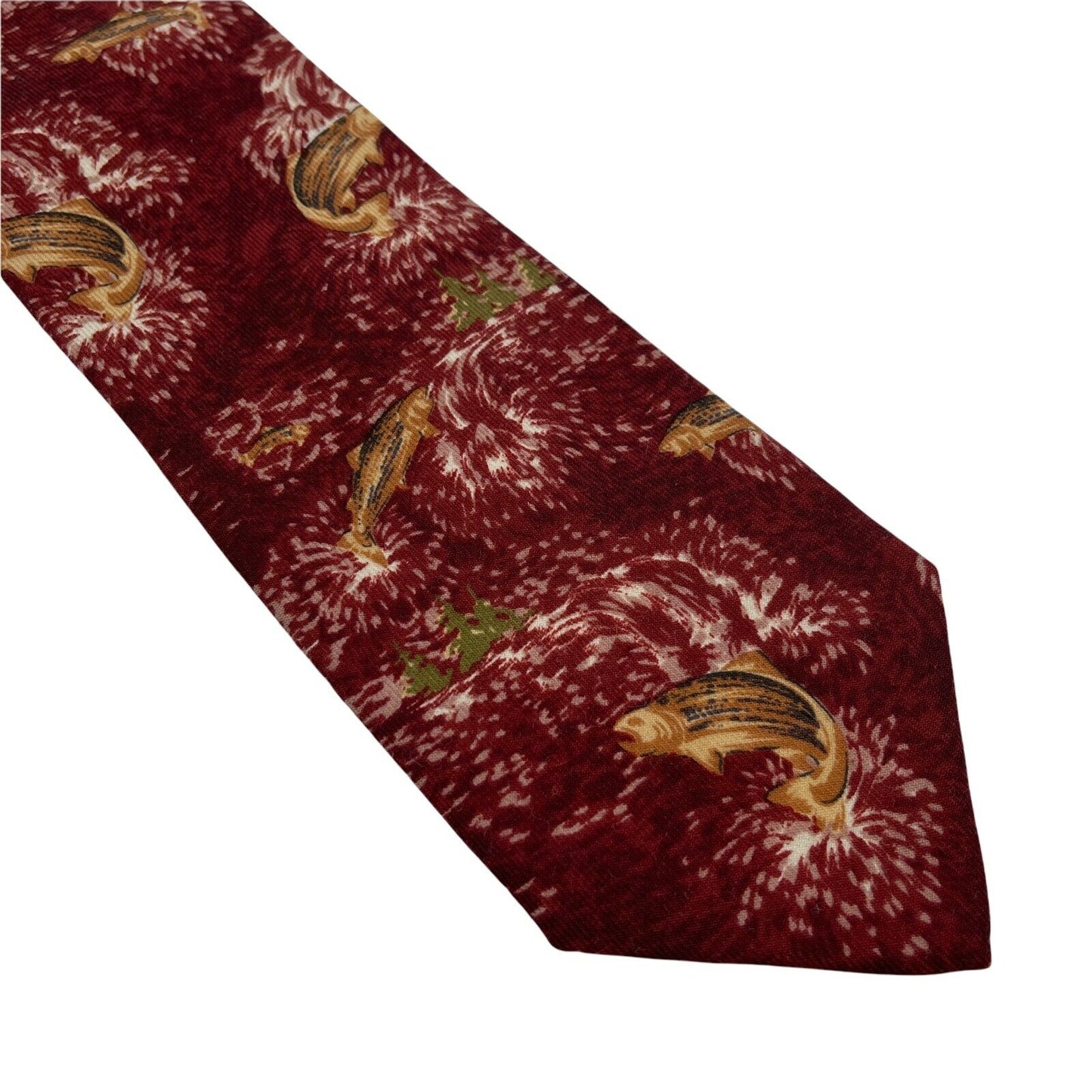 Vintage GANT Red Fish Ornament 100% Wool Tie