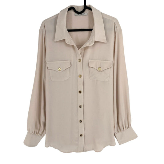 KITANA Women Beige Shirt Blouse Size IT 50 EU 46 UK 18 US 16