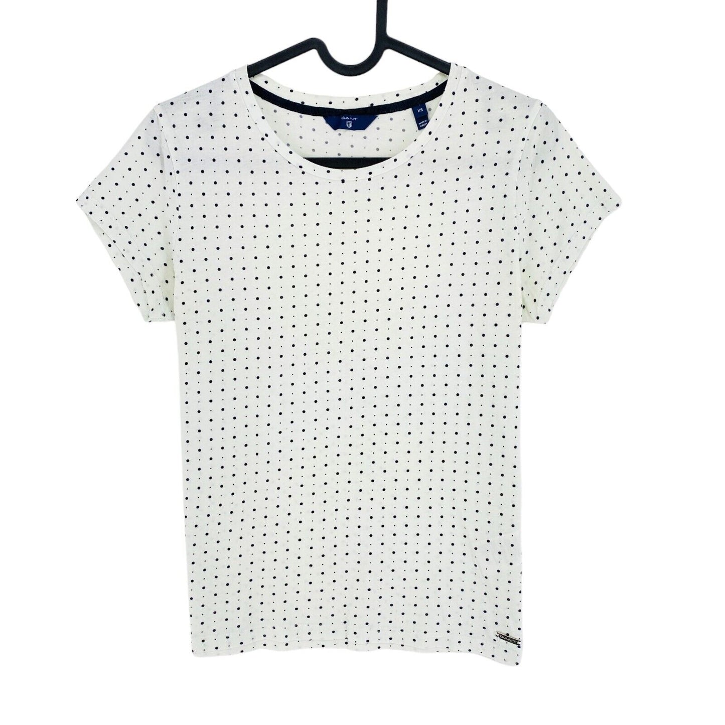 GANT White Micro Dot Crew Neck T Shirt Size XS