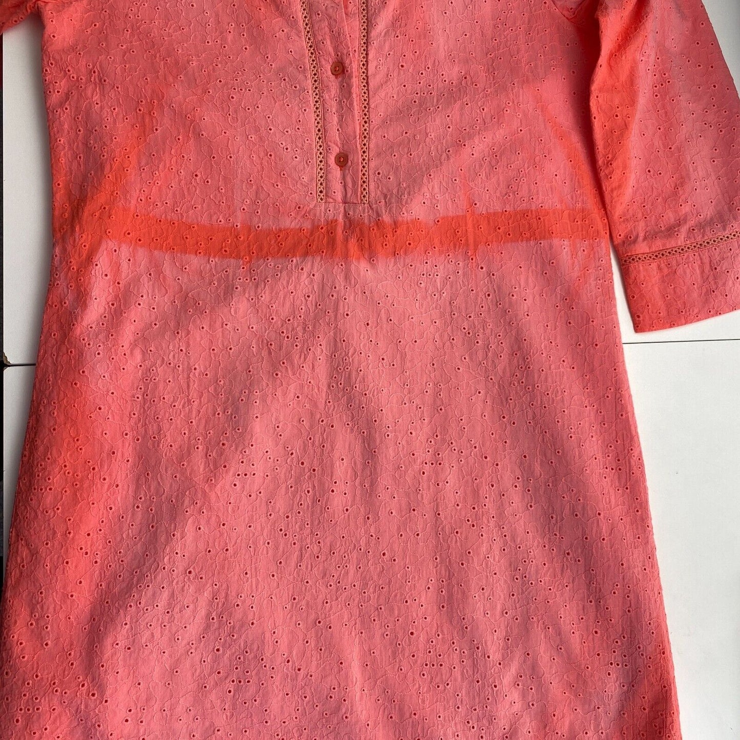 GANT Hemdkleid mit Lochstickerei, in Rosa und Orange, Größe EU 34, UK 8, US 4